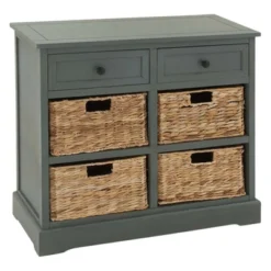 Wood Console 4 Wicker Baskets 2 Drawers Blue - Olivia & May 8 Wood Console 4 Wicker Baskets 2 Drawers Blue - Olivia & May -DreamNest Store GUEST 68408c3b 471a 4cf0 8909 41d6a83cacd9