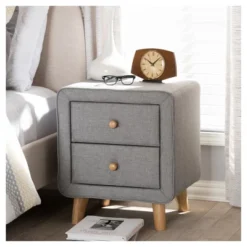 Jonesy Mid - Century Fabric Upholstered 2 - Drawer Nightstand - Gray - Baxton Studio 9 Jonesy Mid - Century Fabric Upholstered 2 - Drawer Nightstand - Gray - Baxton Studio -DreamNest Store GUEST 6875aa73 49b4 48de 906d 9f2462c567f0