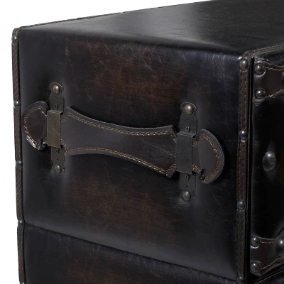 Traditional 6 Drawer Faux Leather Chest Black - Olivia & May 4 Traditional 6 Drawer Faux Leather Chest Black - Olivia & May - Image 4