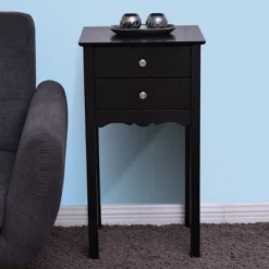 Costway Side Table End Accent Table Night Stand W/ 2 Drawers Furniture Black -DreamNest Store GUEST 6938ea4d 0822 4e2c 9df9 ab550653cf08