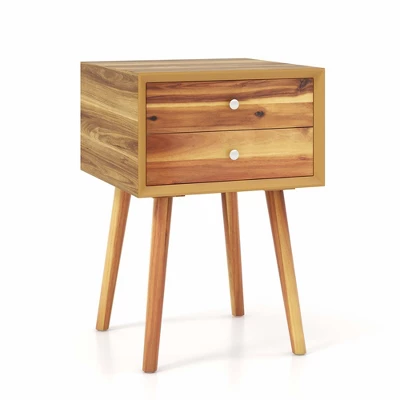 Costway End Table W/Drawers And Storage Wooden Mid-Century Accent Side Table Multipurpose For Bedroom, Living Room Home Furniture Nightstand 9 Costway End Table W/Drawers And Storage Wooden Mid-Century Accent Side Table Multipurpose For Bedroom, Living Room Home Furniture Nightstand - Image 9