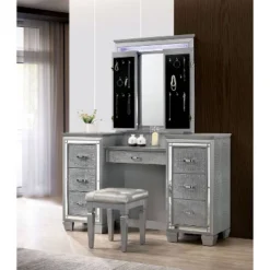 2pc Mallery Vanity Set With Stool Silver - HOMES: Inside + Out -DreamNest Store GUEST 69d228ee f11a 4910 b1ae 020b1005486c
