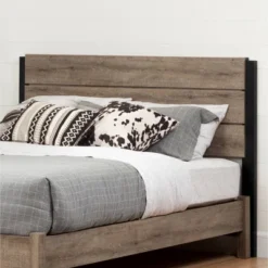 Full Munich Platform Bed Set Weathered Oak/Matte Black - South Shore -DreamNest Store GUEST 6ab0b38e 5a7f 448d b18c 7a6107ab4d24