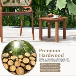 Tangkula 1PC/2PCS Patio Hardwood End Table Square Side Table With Slatted Tabletop Small Coffee Bistro Table Indoor Outdoor Side Table -DreamNest Store GUEST 6acd6e40 a481 4681 811a df347da5b0b4