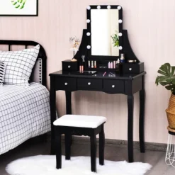 Costway Vanity Dressing Table Set W/Removable Box &10 Dimmable Bulbs Touch Switch -DreamNest Store GUEST 6af061f6 fe5e 4989 a987 0430708a4bbf