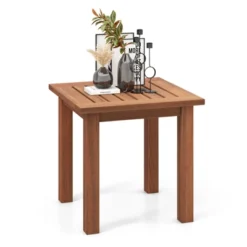 Tangkula 1PC/2PCS Patio Hardwood End Table Square Side Table With Slatted Tabletop Small Coffee Bistro Table Indoor Outdoor Side Table -DreamNest Store GUEST 6b7ffc9e f579 49db a844 76788c0096d5