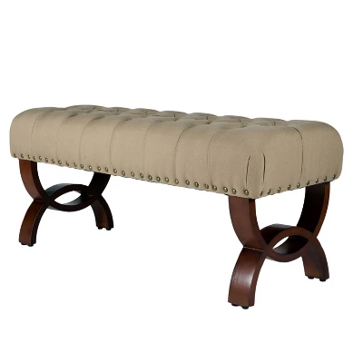 Carolina Tufted Bench With Nailhead Trim Cream - HomePop 4 Carolina Tufted Bench With Nailhead Trim Cream - HomePop - Image 4