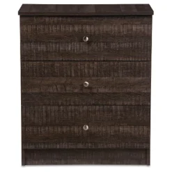Deacon Modern And Contemporary Wood 3 Drawer Storage Chest Espresso Brown - Baxton Studio