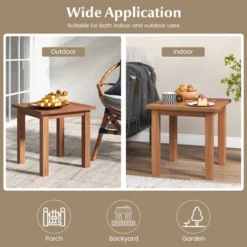 Tangkula 1PC/2PCS Patio Hardwood End Table Square Side Table With Slatted Tabletop Small Coffee Bistro Table Indoor Outdoor Side Table -DreamNest Store GUEST 6c766906 8e0f 4984 bd0d 4c1c3934926e