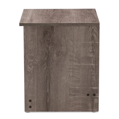 Gallia Modern And Contemporary Oak Finished 2 Drawer Nightstand Brown - Baxton Studio 3 Gallia Modern And Contemporary Oak Finished 2 Drawer Nightstand Brown - Baxton Studio - Image 3