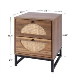 Arina Natural Rattan 20.87'' H X 15.75'' W X 15.75'' D Queen Size 2 Drawer Nightstand With Storage - The Pop Maison -DreamNest Store GUEST 6d66f5a2 8514 4f8e 8a26 5190288f815a
