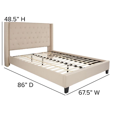 Merrick Lane Upholstered Platform Bed With Button Tufted Headboard 6 Merrick Lane Upholstered Platform Bed With Button Tufted Headboard - Image 6