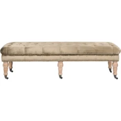 Barney Tufted Bench W/ Brass Nail Heads - Safavieh -DreamNest Store GUEST 6e3cb60d 1386 465f 9bb7 2825935c1c26