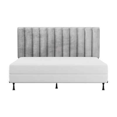 King Crestone Upholstered Headboard With Frame Gray - Hillsdale Furniture 3 King Crestone Upholstered Headboard With Frame Gray - Hillsdale Furniture - Image 3