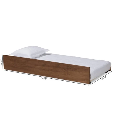 Twin Midori Wood Trundle Bed Walnut - Baxton Studio 5 Twin Midori Wood Trundle Bed Walnut - Baxton Studio - Image 5