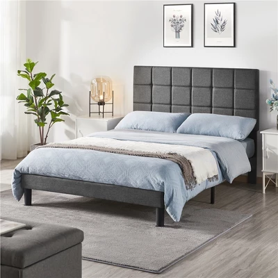 Yaheetech Upholstered Platform Bed Frame With Tufted Height Adjustable Headboard 1 Yaheetech Upholstered Platform Bed Frame With Tufted Height Adjustable Headboard