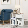 Costway 3-tier Side Table W/Storage Shelf&Drawer Space-saving Nightstand White