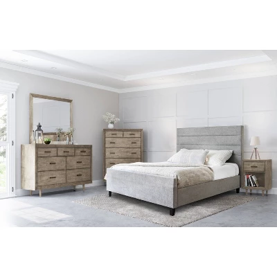 6pc Aurora Mid-Century Gray Bedroom Set With Upholstered Bed - Abbyson Living 1 6pc Aurora Mid-Century Gray Bedroom Set With Upholstered Bed - Abbyson Living