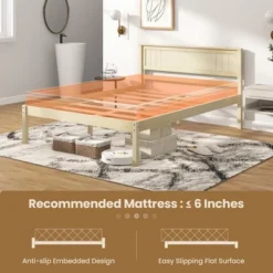 Costway Full/Queen/Twin Size Wooden Platform Bed Frame With Headboard Mattress Foundation Natural -DreamNest Store GUEST 70972829 cd11 4164 8444 4961d9d99b86