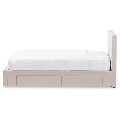 Queen Rene Modern And Contemporary Fabric 4 Drawer Storage Platform Bed - Baxton Studio 3 Queen Rene Modern And Contemporary Fabric 4 Drawer Storage Platform Bed - Baxton Studio - Image 3