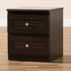 Carine Modern And Contemporary Finished 2 Drawer Nightstand Dark Brown - Baxton Studio -DreamNest Store GUEST 711c7d67 aab4 4fc3 9935 dba29ecd5384
