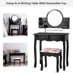Tangkula Vanity Table Set W/Detachable Mirror & Stool Black/White 13 Tangkula Vanity Table Set W/Detachable Mirror & Stool Black/White -DreamNest Store GUEST 7172335f 408a 455b 91b6 1321f1fd5241