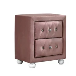 17" Reggie Nightstand Pink Fabric - Acme Furniture -DreamNest Store GUEST 7187a0f2 2860 4c98 97d8 f3bc64849d82