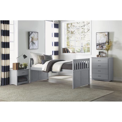 Orion 1-Drawer And 1-Shelf Transitional Wood Nightstand In Gray - Lexicon 3 Orion 1-Drawer And 1-Shelf Transitional Wood Nightstand In Gray - Lexicon - Image 3