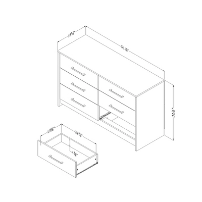 Londen 6 Drawer Double Dresser Weathered Oak/Black - South Shore 6 Londen 6 Drawer Double Dresser Weathered Oak/Black - South Shore - Image 6