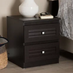 Carine Modern And Contemporary Finished 2 Drawer Nightstand Dark Brown - Baxton Studio -DreamNest Store GUEST 71ff06c6 176a 46be 8963 2d0bf632c689