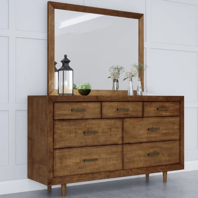 Aurora Mid Century Seven Drawer Wood Dresser & Mirror Brown - Abbyson Living 1 Aurora Mid Century Seven Drawer Wood Dresser & Mirror Brown - Abbyson Living