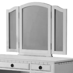 Wooden Vanity Set With Stool White - Benzara