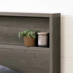 Full/Queen Gravity Headboard With Shelf Gray Maple - South Shore -DreamNest Store GUEST 7375a111 d8ec 453d 8ff7 65ffecab98ec