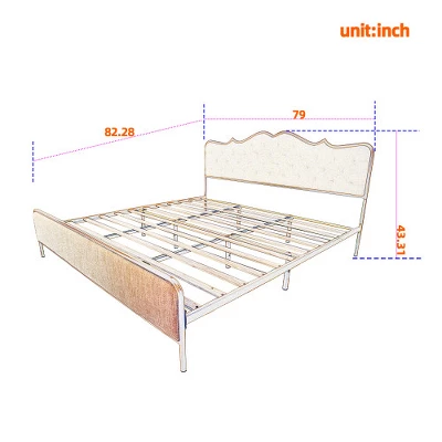 Classic Upholstered Platform Bed With Buckle Backrest, Metal Frame, Solid Wood Ribs And Four Storage Drawers -ModernLuxe 2 Classic Upholstered Platform Bed With Buckle Backrest, Metal Frame, Solid Wood Ribs And Four Storage Drawers -ModernLuxe - Image 2