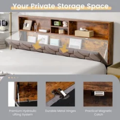 Costway Bed Frame Upholstered Platform Mattress Foundation With Storage Headboard -DreamNest Store GUEST 7439008d c9d4 40d9 a3a0 558400b40f0b