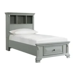 Twin Trent Storage Bookcase Bed With USB Gray - Picket House Furnishings