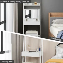 Costway Vanity Set Makeup Dressing Table W/Flip Top Mirror Hooks Shelves -DreamNest Store GUEST 7522de92 5204 4115 a861 d0a589064aa7