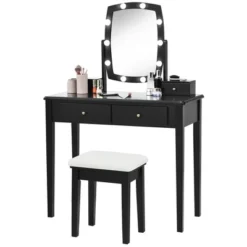 Costway Vanity Table Set With Lighted Mirror Adjustable 10 Bulbs Dresser 4 Drawer 17 Costway Vanity Table Set With Lighted Mirror Adjustable 10 Bulbs Dresser 4 Drawer -DreamNest Store GUEST 756a7e7a 17eb 40b7 a90e 344c5b804300