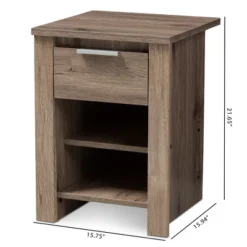 Laverne Modern And Contemporary Oak Finished 1 Drawer Nightstand Brown - Baxton Studio -DreamNest Store GUEST 75929a2d 25d5 4208 90fd bb6ab0a158ad