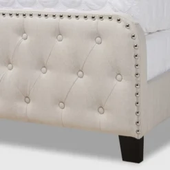 Annalisa Fabric Upholstered Button Tufted Panel Bed - Baxton Studio -DreamNest Store GUEST 75a008c2 64ce 4fda 8d0e 9750077b2835