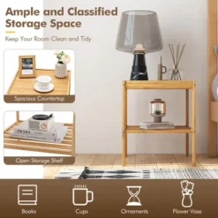 2 PCS 2-Tier Bedside End Table Bamboo Nightstand For Living Room Bedroom -DreamNest Store GUEST 75de57e7 26bc 403f a2ad f0b1f0e0126d