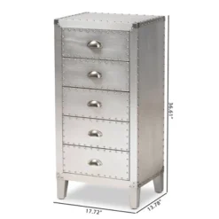 Carrel Metal 5 Drawer Accent Chest Silver - Baxton Studio 15 Carrel Metal 5 Drawer Accent Chest Silver - Baxton Studio -DreamNest Store GUEST 766bb927 1795 475a 890c 78d045f02af7