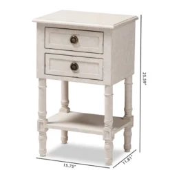 Lenore Country Cottage Farmhouse 2 Drawer Nightstand White - Baxton Studio -DreamNest Store GUEST 76832ad0 c4a0 4c8c ba14 723b6cf43075