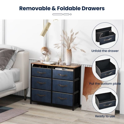 Costway 6-Drawer Dresser Organizer Closet Storage Cabinet With Foldable Fabric Drawer 7 Costway 6-Drawer Dresser Organizer Closet Storage Cabinet With Foldable Fabric Drawer - Image 7