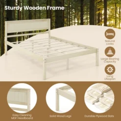 Costway Full/Queen/Twin Size Wooden Platform Bed Frame With Headboard Mattress Foundation Natural -DreamNest Store GUEST 77724448 dbc6 4cd2 8184 4d18e809bfb8