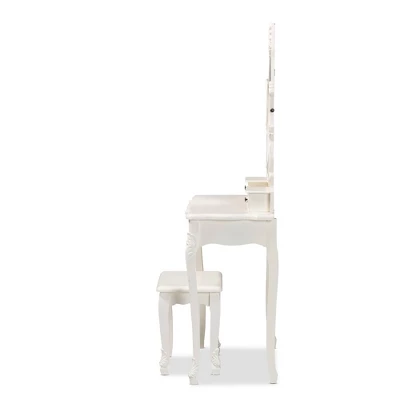 2pc Macsen Wood Vanity Set With Adjustable Mirror White - Baxton Studio 4 2pc Macsen Wood Vanity Set With Adjustable Mirror White - Baxton Studio - Image 4