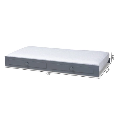 Cintia Wood Bed With Trundle Gray - Baxton Studio 4 Cintia Wood Bed With Trundle Gray - Baxton Studio - Image 4