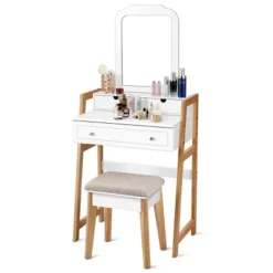 Costway Makeup Vanity Table Dressing Table Cushioned Stool Set -DreamNest Store GUEST 77bece16 5930 4a6a b75b 8e1685468eec