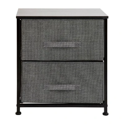 Flash Furniture 2 Drawer Wood Top Nightstand Storage Organizer With Cast Iron Frame And Dark Easy Pull Fabric Drawers 8 Flash Furniture 2 Drawer Wood Top Nightstand Storage Organizer With Cast Iron Frame And Dark Easy Pull Fabric Drawers - Image 8