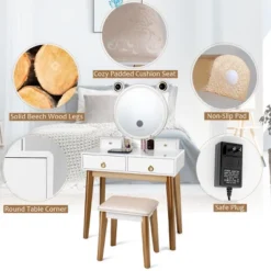 Costway Vanity Dressing Table Set Touch Screen Dimming Mirror 14 Costway Vanity Dressing Table Set Touch Screen Dimming Mirror -DreamNest Store GUEST 78d16680 0329 446b a0f7 9e37251facdc